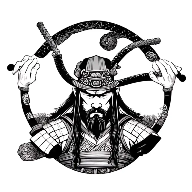 Samurai Holding Head