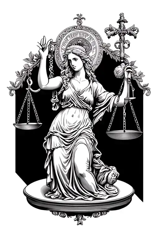 Lady Justice Holding Scales Balancing Life