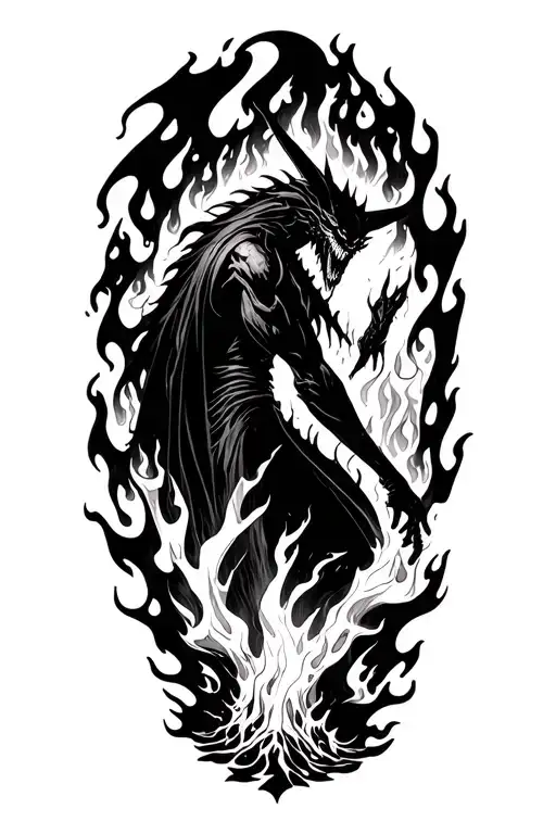 A Demon In A Sea Of Fire Flames