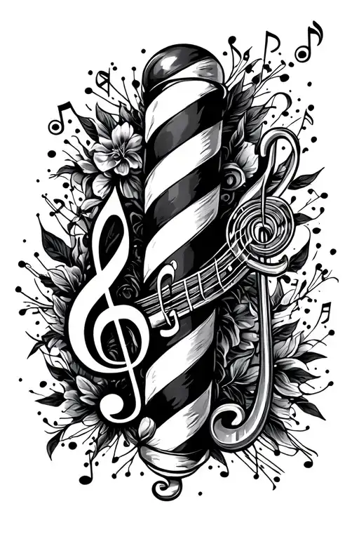 Barber Pole And Music Notes