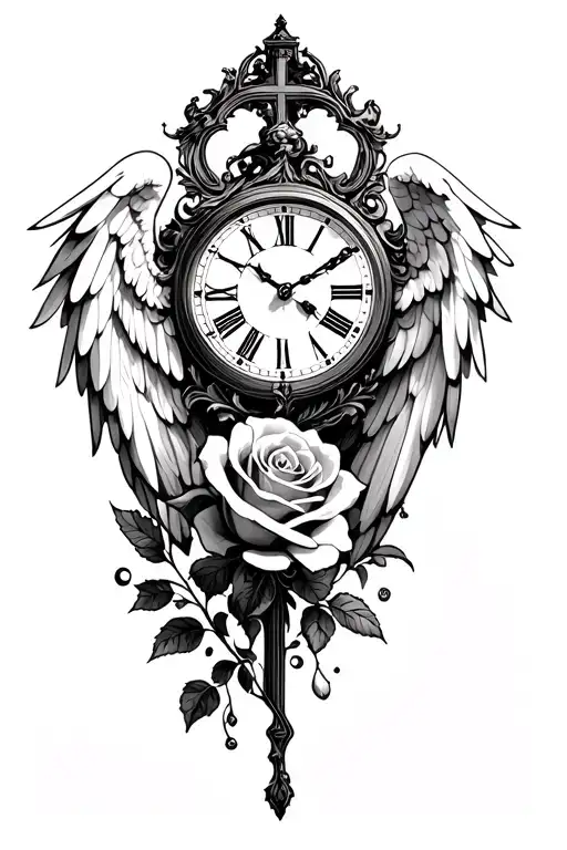 Cross Clock Angel Rose Ikar Falling Angel