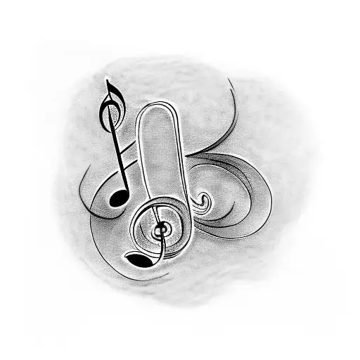 A Blackwork Tattoo Of A Music Note Intertwined With A Motocross Bike