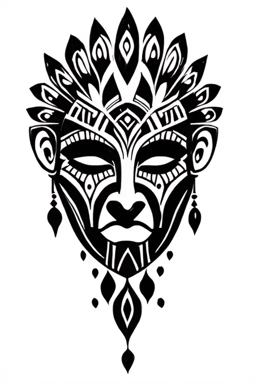 African Tribal Mask Surrounded