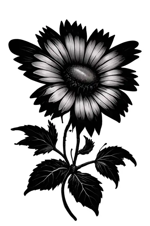 Cyber Sigilism Butterfly And In The Middle Aster Flower