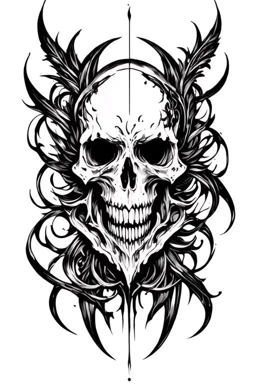 Sharp Long Ghotic Brush Tattoo Design