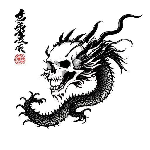 Chinese Dragon With Skull