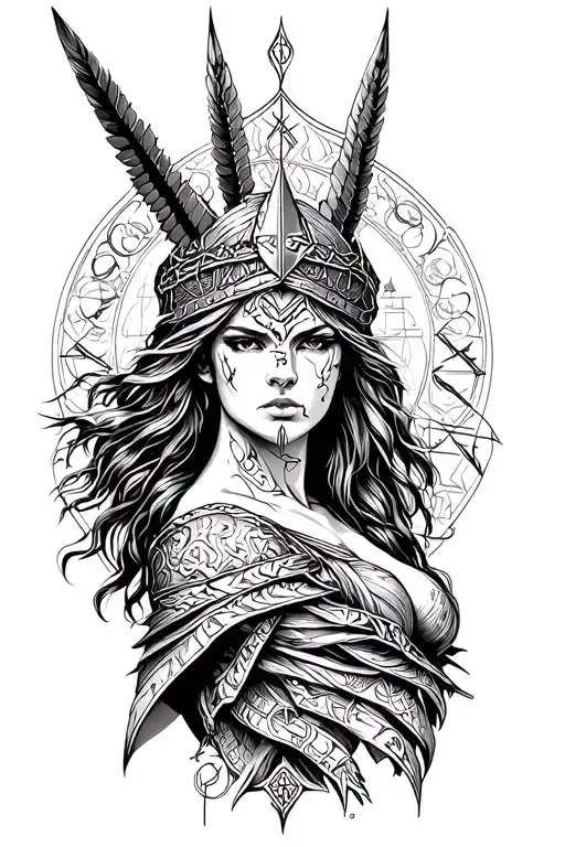 Valkyrie On The Forearm With Runes And That Serious Purposeful Will I Achieve Any