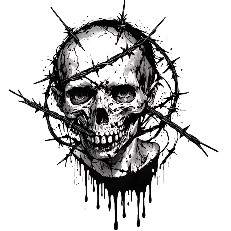 Something With Barbed Wire And Blood Leaking