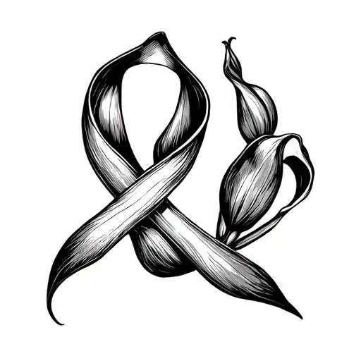 Cancer Ribbon Around Calla Lily