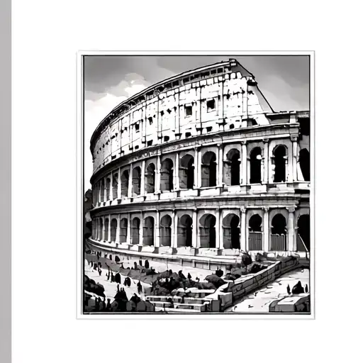 Forearm Sleeve Tattoo Of The Coleseum In Rome Themes