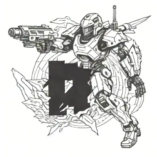 A Futuristic Anime-inspired Mech Warrior Battling In A Post-apocalyptic Landscape