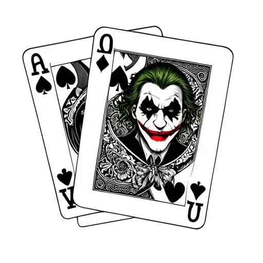 Joker With Cards In Black And White Chicana Style
