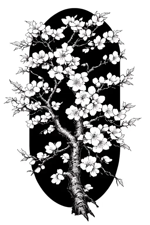 Cherry Blossom Tree Branches Stretching Towards