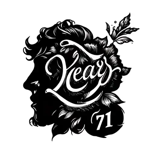 Year 71 Lettering Sideburn