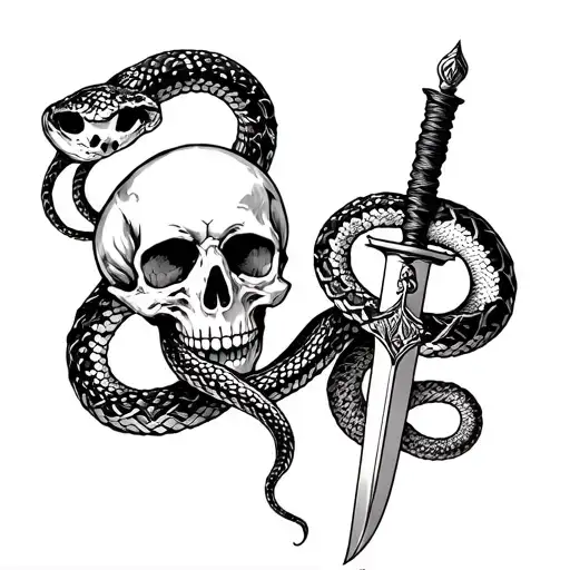 Skull And Dagger And Snake