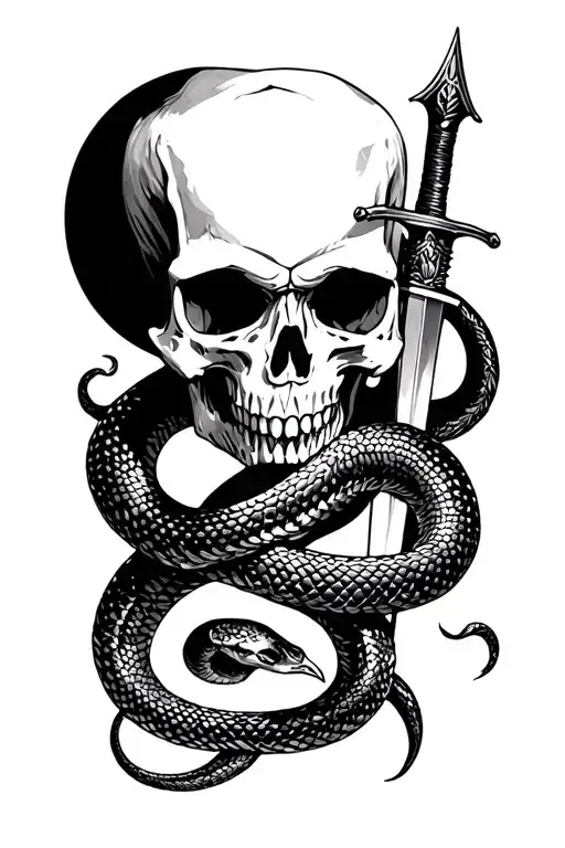 Skull And Dagger And Snake