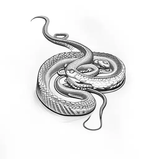 Snake With Habisscis Flowers Wrapping Around Thigh