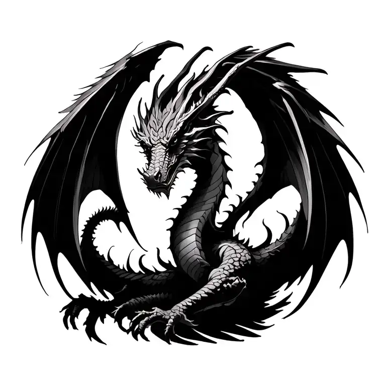 A Dragon Tattoo Open Wings