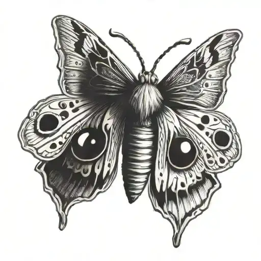 A Moth With Two Human Eyes Beside The Head