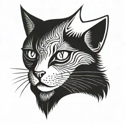 Symmetrical Cat Face Traditional