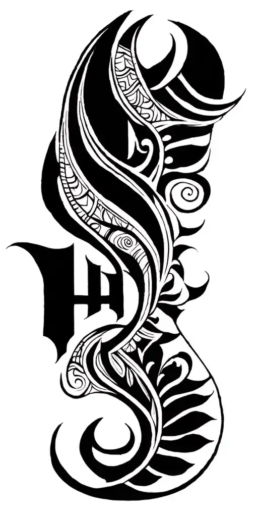 African Tribal Pattern With A Regal H Letter On Shoulder