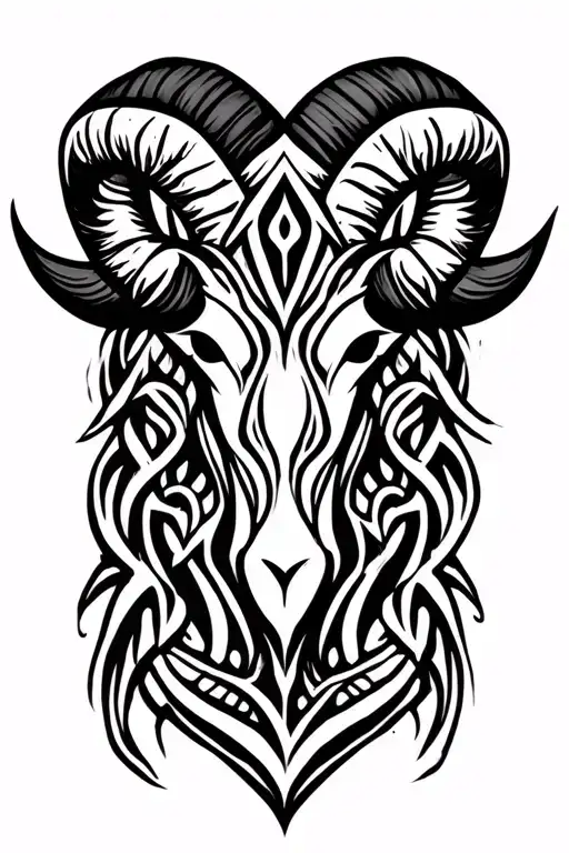 Aries Sign Tribal Design