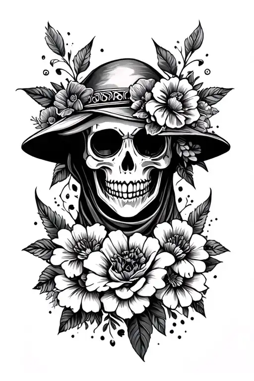 Mexican Calavera And Flowers Grim Reaper Full Body