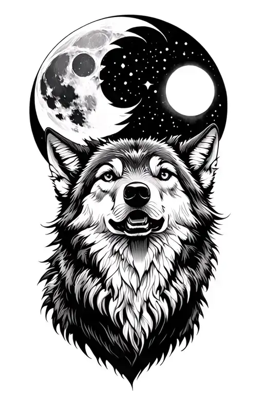 Wolf Howling Moon