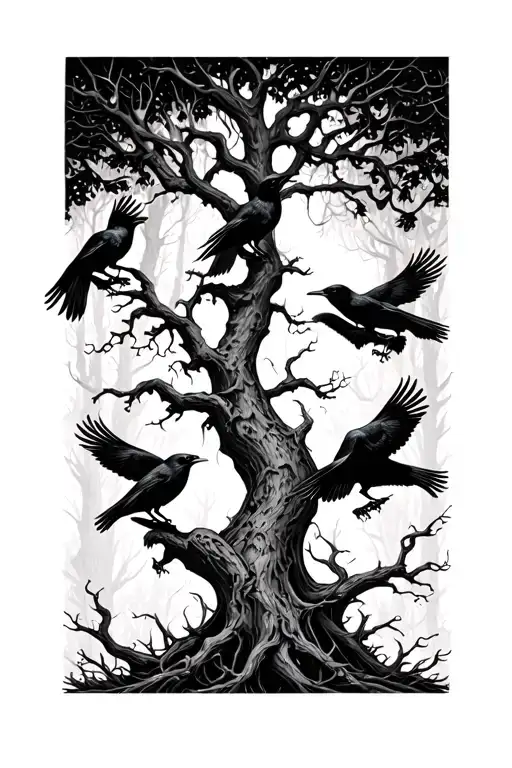 Lovecraft Forest With Ravens