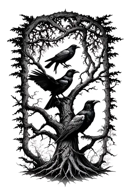 Lovecraft Forest With Ravens
