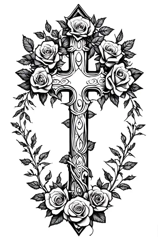 Clear Cross With Roses Surrounding