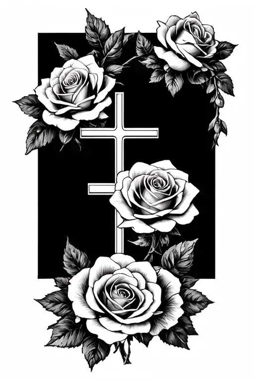Clear Cross With Roses Surrounding