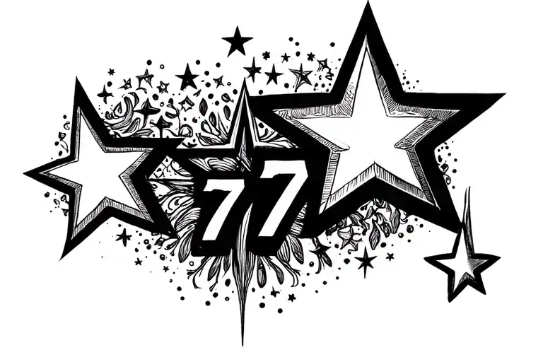 777 Tattoo Stars But Not Crowdded