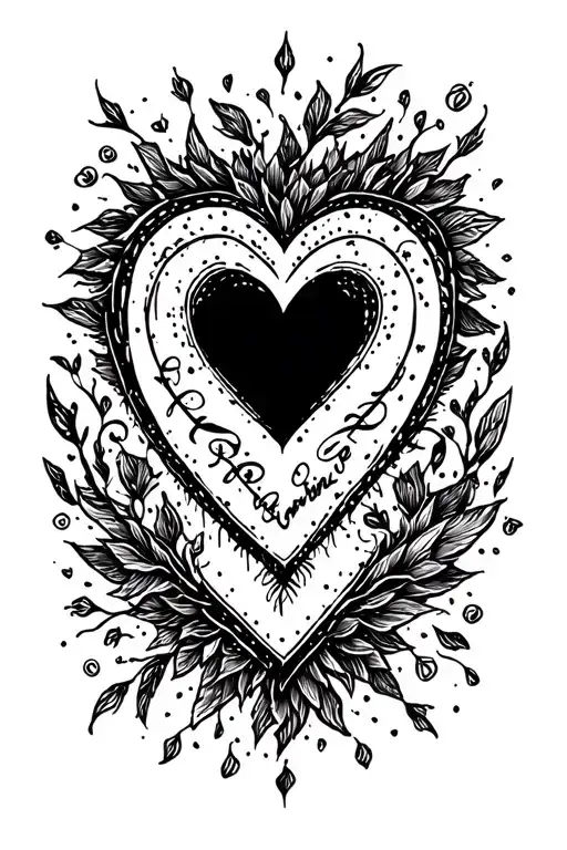 Black Lettering Heart Surrounded