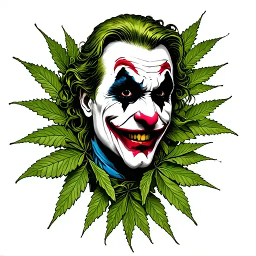 Joker Face Money Ha Ha Ha Cannabis Leaf Intertwined Tattoo idea