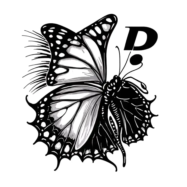 A Butterfly With A Left Wing And A The Letter B On The Right Side With A Semi Colon