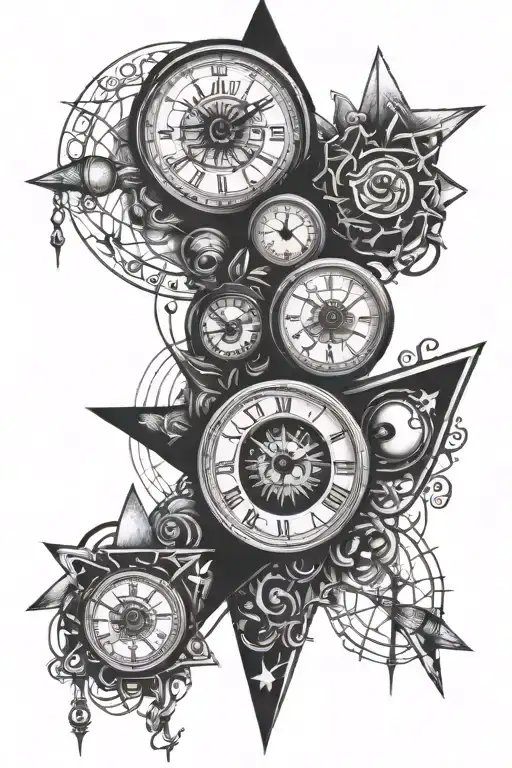 Three Clock And Triangle Eyes