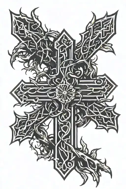 Cross With Crown Of Thorns Wrapped