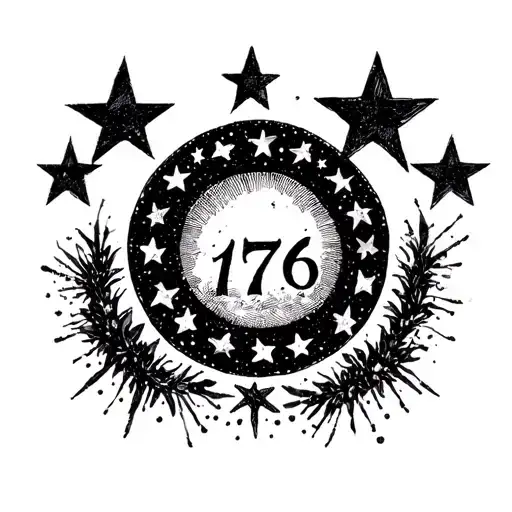 1776 Surrounded By A Circle Of Fading Stars Tattoo idea
