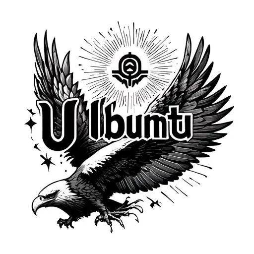 Ubuntu Lettering Agressive Flying Eagle