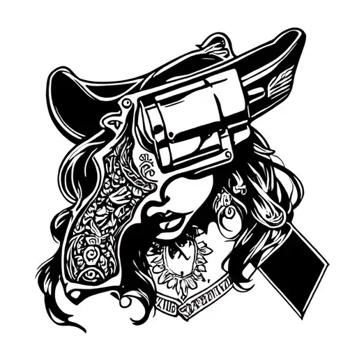 Cowgirl Face Sexy Pistol Chicana Style