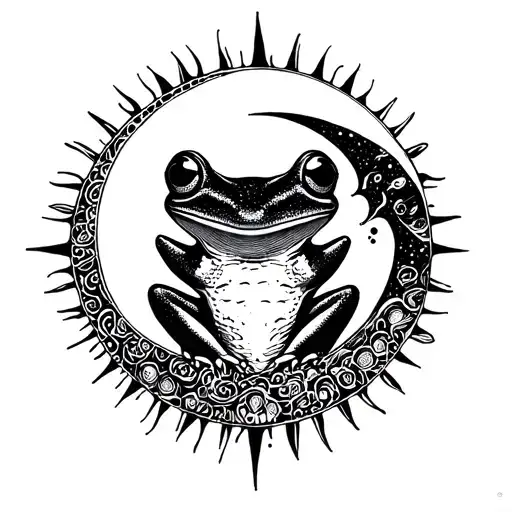 Symbolic Frog Sun Moon Rising