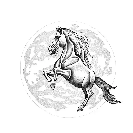 Galloping Horse In A Moonlit Forest
