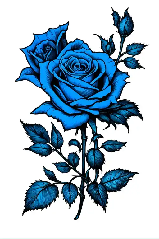 Blue Rose Tattoo Front Handebol To Neck
