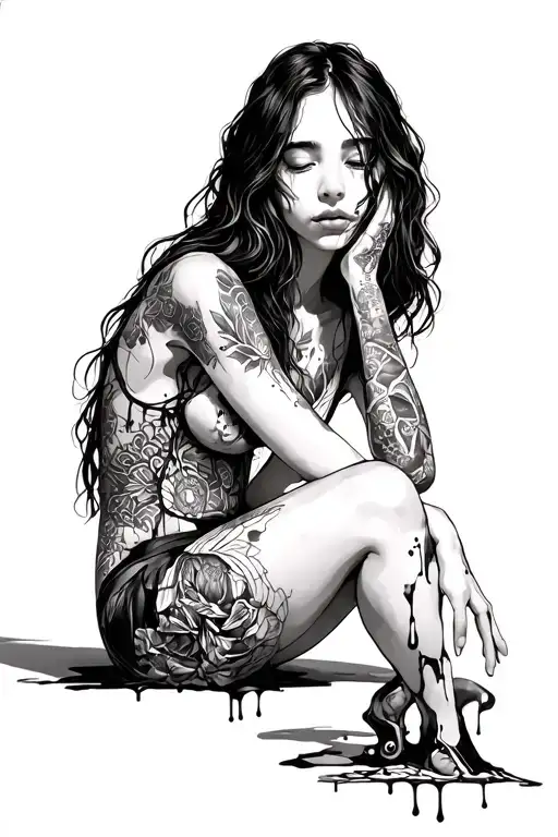 A Melting Girl Sitting