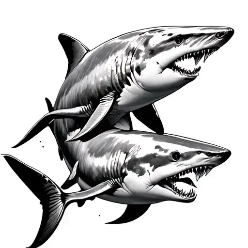 Shark Swimming Together