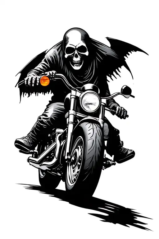 Grim Reaper On A Harley Davidson Motorcycle Tattoo idea