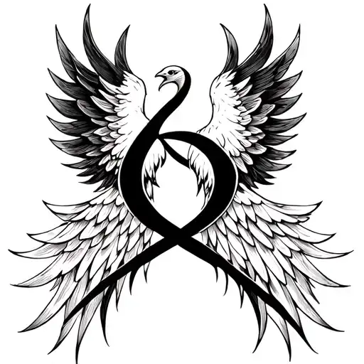 Infinity Sign In Middle With Phoenix's Wings