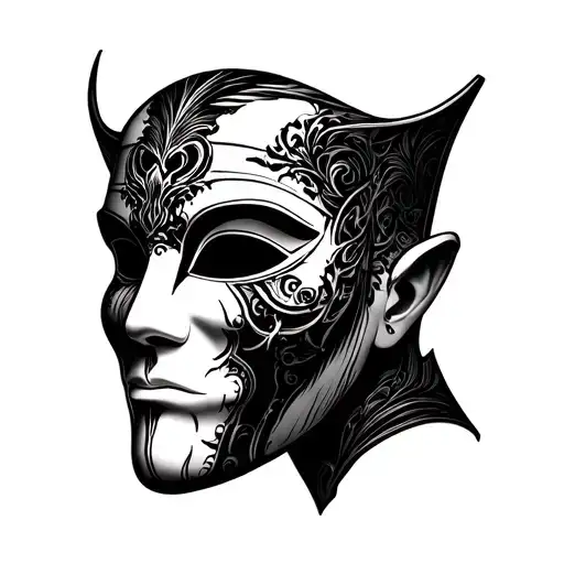Masculine Venetain Mask With Scar