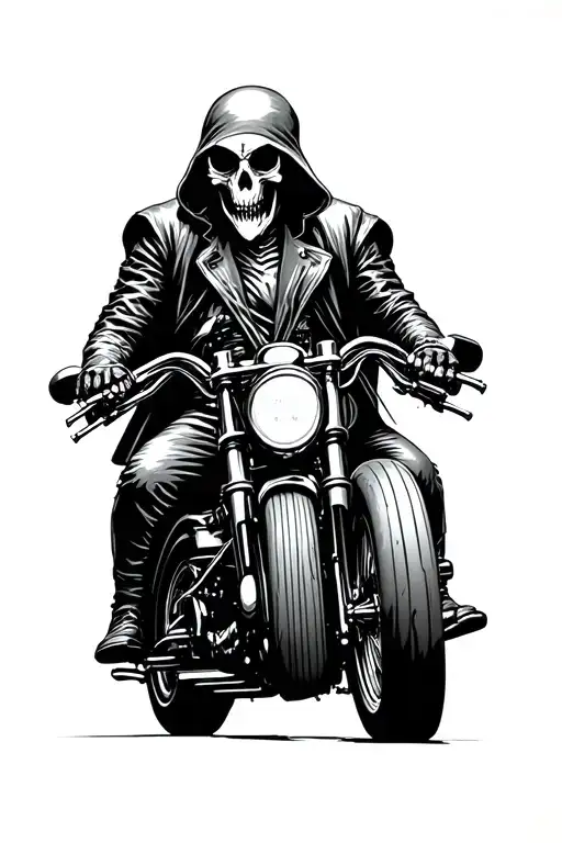 Reaper Riding A Harley Tattoo idea